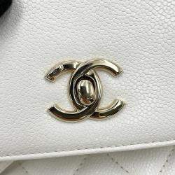 Pre Owned Chanel Matelasse White Caviar Leather Backpack 