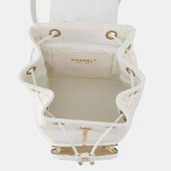 Pre Owned Chanel Matelasse White Caviar Leather Backpack 