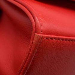 Pre Owned Chanel Clic Label 2-Way Bag Red Leather