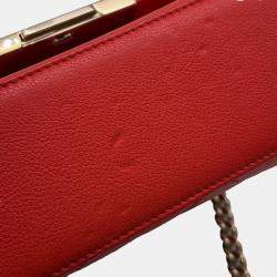 Pre Owned Chanel Clic Label 2-Way Bag Red Leather