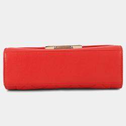 Pre Owned Chanel Clic Label 2-Way Bag Red Leather