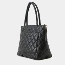 Pre Owned Chanel Medallion Tote Black Caviar Leather