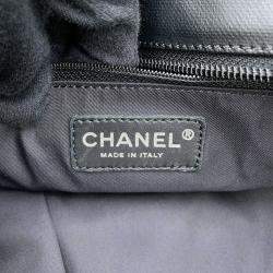 Pre Owned Chanel Paris-Biarritz Tote Bag Black Leather Canvas Size Mm
