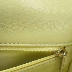 Pre Owned Chanel Top Handle Matelasse Shoulder Yellow Shiny Calf Leather Size Mini