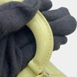 Pre Owned Chanel Top Handle Matelasse Shoulder Yellow Shiny Calf Leather Size Mini