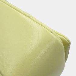 Pre Owned Chanel Top Handle Matelasse Shoulder Yellow Shiny Calf Leather Size Mini