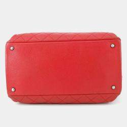 مملوكة مسبقًا حقيبة شانيل ماتيلسيه بحمالتين جلد أحمر