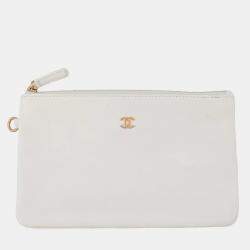 Pre Owned Chanel Deauville Line 2Waybag White Leather Size Mm