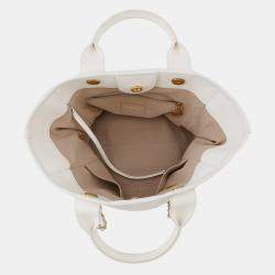 Pre Owned Chanel Deauville Line 2Waybag White Leather Size Mm