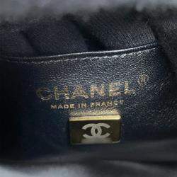 Pre Owned Chanel Matelasse Chain Bucket Shoulder Bag Black Caviar Leather Size Mini