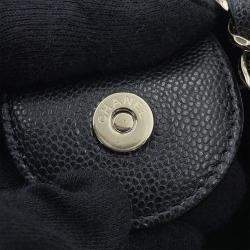 Pre Owned Chanel Matelasse Chain Bucket Shoulder Bag Black Caviar Leather Size Mini