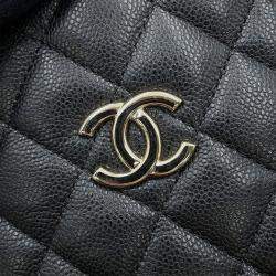 Pre Owned Chanel Matelasse Chain Bucket Shoulder Bag Black Caviar Leather Size Mini
