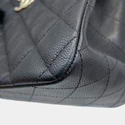 Pre Owned Chanel Matelasse Chain Bucket Shoulder Bag Black Caviar Leather Size Mini