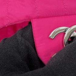 Pre Owned Chanel Mademoiselle Pink Nylon Leather Chain Shoulder Bag 