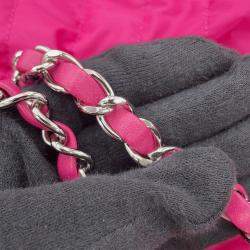 Pre Owned Chanel Mademoiselle Pink Nylon Leather Chain Shoulder Bag 