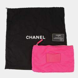 Pre Owned Chanel Mademoiselle Pink Nylon Leather Chain Shoulder Bag 