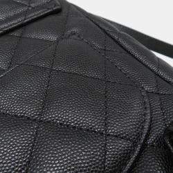 Pre Owned Chanel Matelasse  Black Caviar Leather Chain Backpack
