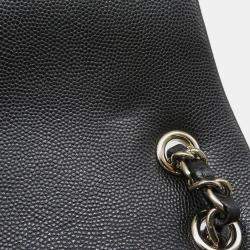 Pre Owned Chanel Matelasse  Black Caviar Leather Chain Backpack