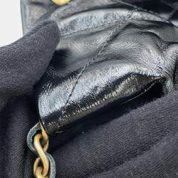 Pre Owned Chanel Chanel22 Black Shiny Calf Leather Medium Handbag 