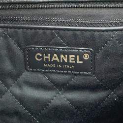 Pre Owned Chanel Chanel22 Black Shiny Calf Leather Medium Handbag 