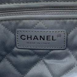 Pre Owned Chanel Chanel 22 Gray Shiny Calf Leather Small Handbag 