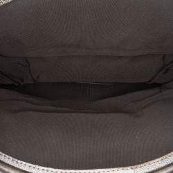 Pre Owned Chanel Gold Silver Quilted Metallic Goatskin Tabatiere Kisslock Foldover Clutch