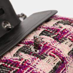 Pre Owned Chanel Pink Medium Classic Tweed Double Flap Bag