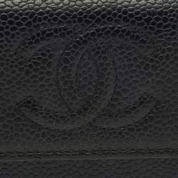 Pre Owned Chanel Black Caviar Leather CC Timeless Flap Card Case