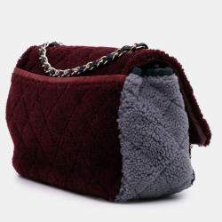 Pre Owned Chanel Red Medium Quilted Shearling Single Flap