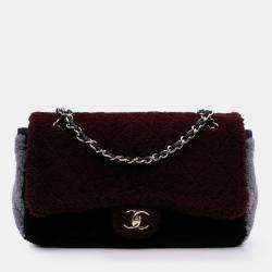 Pre Owned Chanel Red Medium Quilted Shearling Single Flap