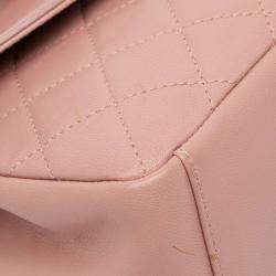 Pre Owned Chanel Pink Quilted Lambskin Curved Flap