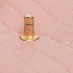 Pre Owned Chanel Pink Quilted Lambskin Curved Flap