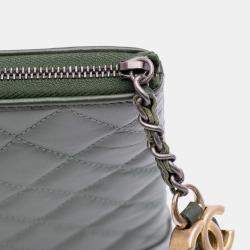 Pre Owned Chanel Grey Large Aged Calfskin Gabrielle O Case Clutch