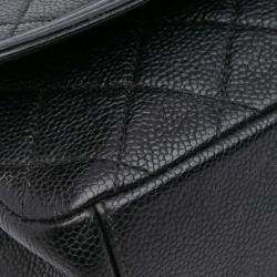 Pre Owned Chanel Black Medium Caviar CC Filigree Flap