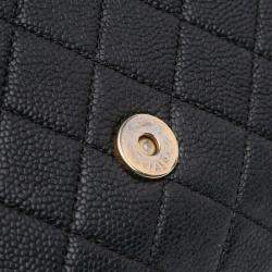 Pre Owned Chanel Black Medium Caviar CC Filigree Flap