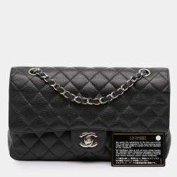 Pre Owned Chanel Black Medium Classic Caviar Double Flap