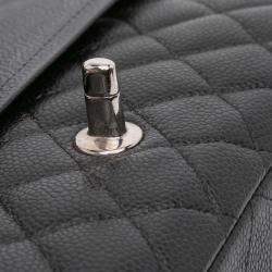 Pre Owned Chanel Black Medium Classic Caviar Double Flap