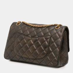 Pre Owned Chanel Grey Reissue 2.55 Quilted Metallic Lambskin Double Flap 226