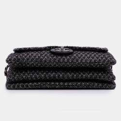 Pre Owned Chanel Black Large Tweed and Sequin Icons 3 Accordion Flap