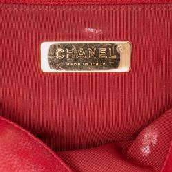 Pre Owned Chanel Red Maxi Lambskin 19 Flap