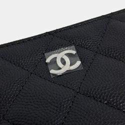 Pre Owned Chanel Black Leather Caviar Pouch