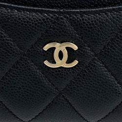 Pre Owned Chanel Black Leather Caviar Card Holder
