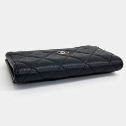 Pre Owned Chanel Black Leather Caviar Card Holder