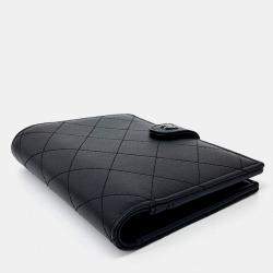 Pre Owned Chanel Black Leather passport wallet