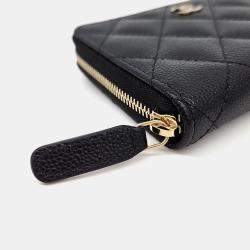 Pre Owned Chanel Black Leather Caviar Medium Wallet