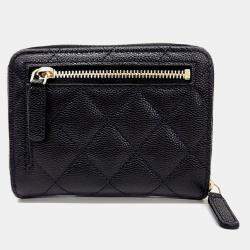 Pre Owned Chanel Black Leather Caviar Medium Wallet