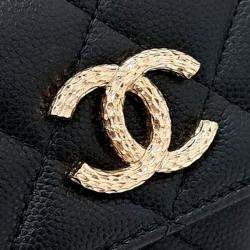 Pre Owned Chanel Black Leather caviar long wallet