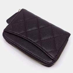 Pre Owned Chanel Black Leather Caviar Card Holder