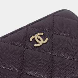 Pre Owned Chanel Black Leather Caviar Card Holder