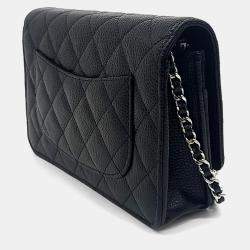 Pre Owned Chanel Black Leather Caviar WOC Mini Crossbody Bag